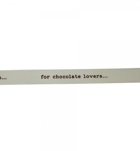 Geschenkband "for chocolate lovers" creme, bedruckt 15mmx20m
